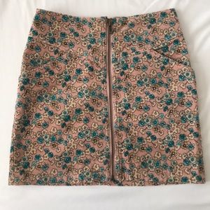 H&M corduroy pink flower mini skirt